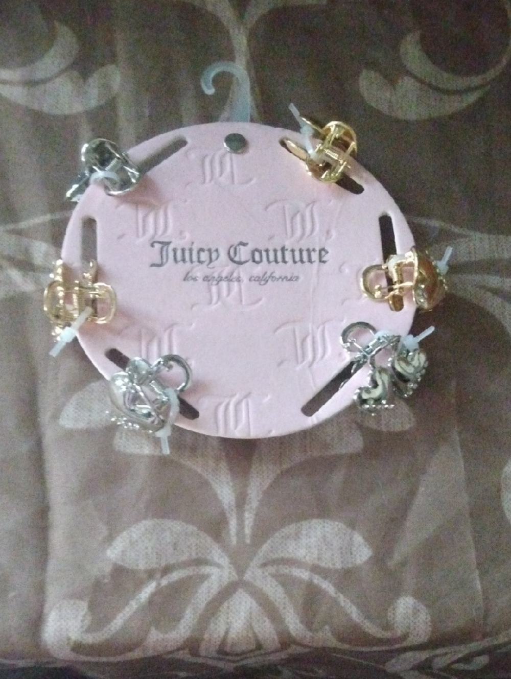 Juicy Couture Gold & Silver Mixed Metal Earring Set on Pink Card